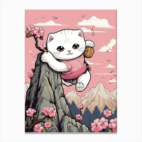 Kawaii Cat Drawings Rock Climbing 4 Canvas Print