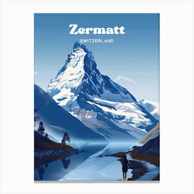 Zermatt Switzerland Swiss Alps Art Illustration Lienzo