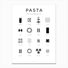 Pasta Guide Black Canvas Print