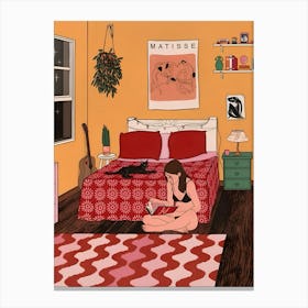 Girl In A Bedroom Canvas Print