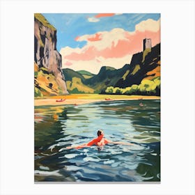 Wild Swimming At River Conwy Wales 1 Canvas Print