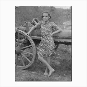 Farm Girl Leaning On Wagon, Near Morganza, Louisiana By Russell Lee Canvas Print