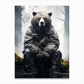 Echoes Of The Wild Bear Portrait Canvas Print