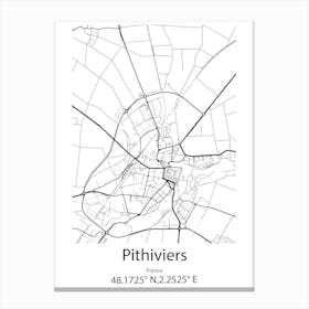 Pithiviers,France Minimalist Map Canvas Print