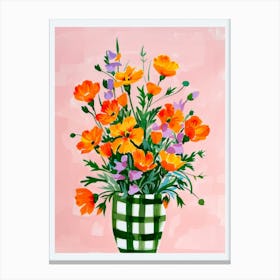 Flowers In A Vase. Watercolor illustration Canvas Print