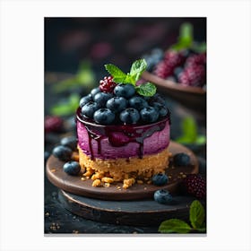 Blueberry Cheesecake On A Plate Canvas Print