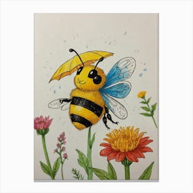 Bee With Umbrella 2 Canvas Print