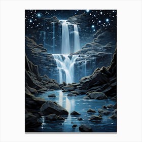 Waterfall At Night Canvas Print