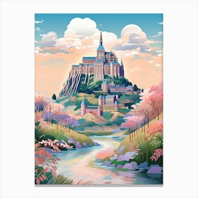 Mont Saint Michel   Normandy, France   Cute Botanical Illustration Travel 1 Canvas Print