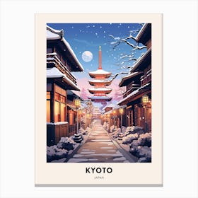 Winter Night  Travel Poster Kyoto Japan 3 Canvas Print