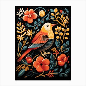 Folk Bird Illustration European Robin 3 Canvas Print