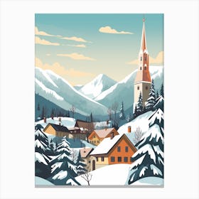 Vintage Winter Travel Illustration Bavaria Germany 1 Canvas Print