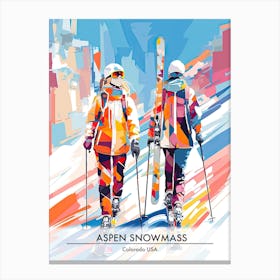 Aspen Snowmass   Colorado Usa, Ski Resort Poster Illustration 1 Canvas Print