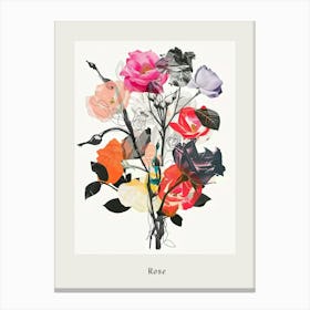 Rose 6 Collage Flower Bouquet Poster Canvas Print