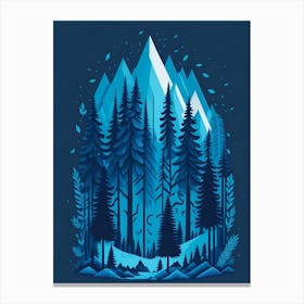 A Fantasy Forest At Night In Blue Theme 12 Canvas Print