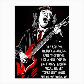 angus young Ac/Dc I'M A Rolling Thunder Canvas Print