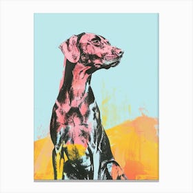 Spaniel Doberman Dog Pastel Line Watercolour Illustration  2 Canvas Print
