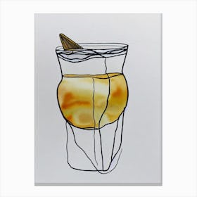 Dark And Stormy Minimal Line Drawing With Watercolour Cocktail Poster Canvas Print