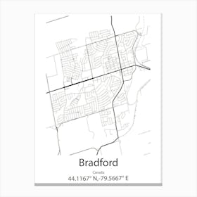 Bradford West Gwillimbury,Canada Minimalist Map Canvas Print