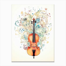 Musical Heart Instrument And Notes 1 Canvas Print