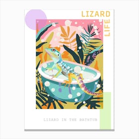 Lizard In The Bathtub Modern Abstract Illustration 1 Poster Canvas Print