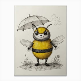 Bee With Umbrella Canvas Print