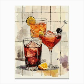 Cocktail Watercolour Selection Canvas Print