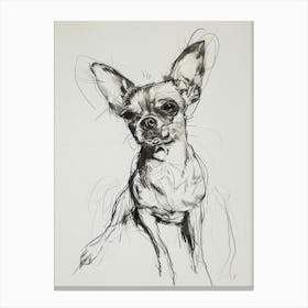 Chihuahua Dog Charcoal Line 2 Canvas Print