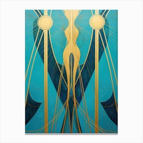 Deco Golden Turquoise Canvas Print