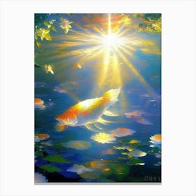 Kin Kikokuryu Koi Fish Monet Style Classic Painting Canvas Print