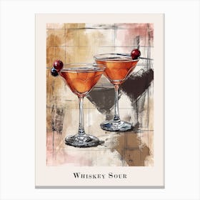 Whiskey Sour Watercolour Illustration Canvas Print