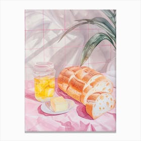 Pink Breakfast Food Bread And Butter 2 Canvas Print