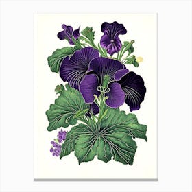 Violets Floral 1 Botanical Vintage Poster Flower Canvas Print