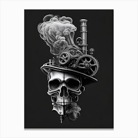 Skull With Surrealistic Elements Black  Stream Punk Canvas Print