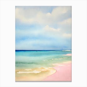 Pink Sands Beach 2, Bahamas Watercolour Canvas Print