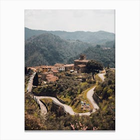 Roads Tuscany | Viewpoint over an Italian small village in the mountains Canvas Print