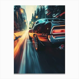 Muscle car in the road Canvas Print