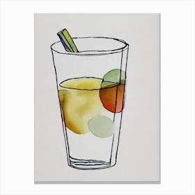 White Zinfandel Minimal Line Drawing With Watercolour Cocktail Poster Canvas Print