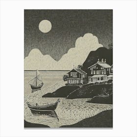 Moonlight On The Fjord Canvas Print
