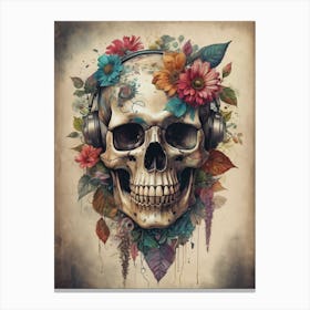 Floral Skull Vintage Painting (50) Canvas Print