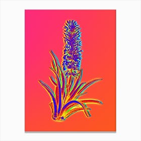 Neon Snake Plant Botanical in Hot Pink and Electric Blue n.0479 Canvas Print
