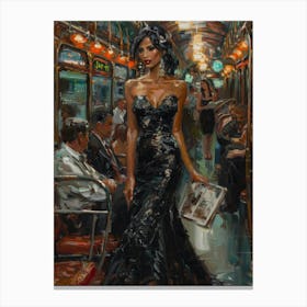 Woman On A Train Canvas Print