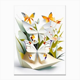 Butterflies In Botanical Gardens Origami Style 2 Canvas Print