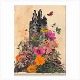 Ireland   Floral Retro Collage Style 2 Canvas Print