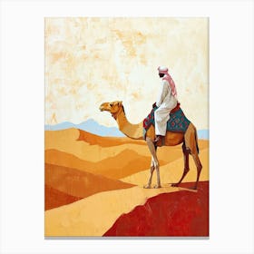 Camel Rider in A Desert Canvas Print