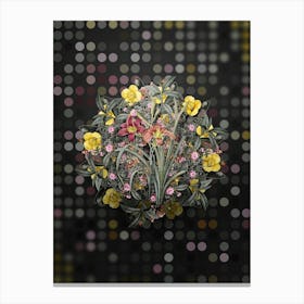 Vintage Orange Day Lily Flower Wreath on Dot Bokeh Pattern n.0853 Canvas Print