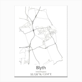 Blyth,United Kingdom Minimalist Map Canvas Print