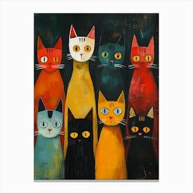 Cats In A Row 1 Canvas Print