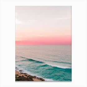 Cala De Mijas Beach, Costa Del Sol, Spain Pink Photography 1 Canvas Print