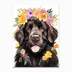 Newfoundland Portrait With A Flower Crown, Matisse Painting Style 2 Canvas Print